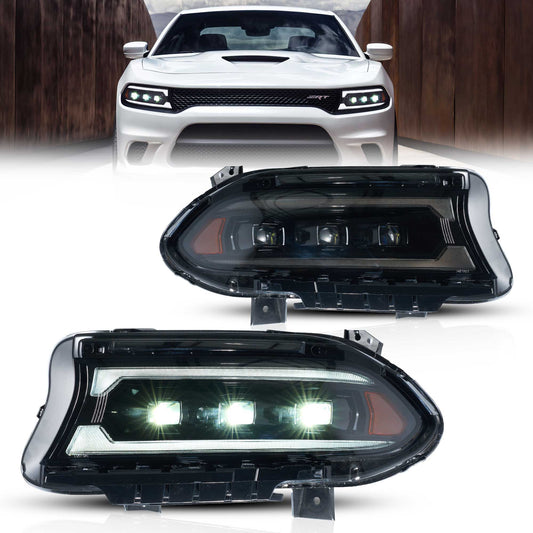 2015-2023 Dodge Charger Vland Bi-LED priekiniai žibintai juodi