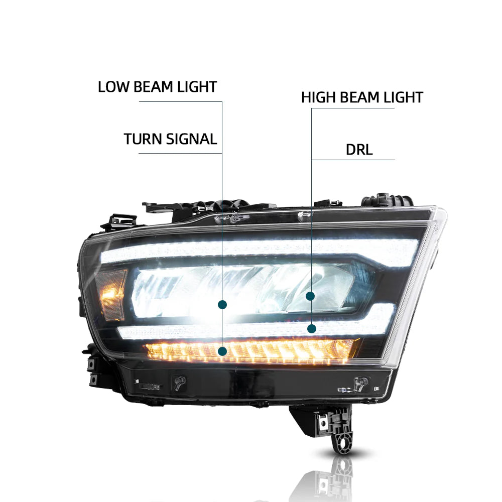 19-24 Dodge Ram 1500 5th Gen (DT) Vland LED priekiniai žibintai [E-mark]