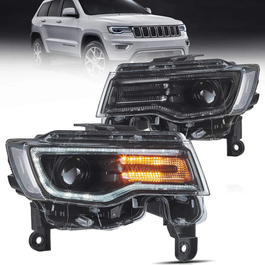 14-22 Jeep Grand Cherokee (WK2) Vland priekiniai LED žibintai su dinaminiais posūkiais