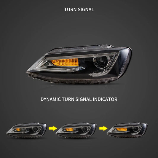 10-18 VW Jetta MK6 Vland Dual Beam priekiniai žibintai [E-mark]