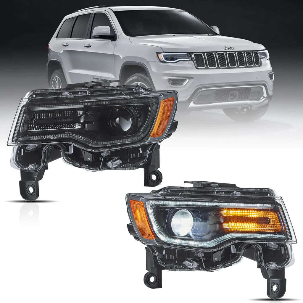 14-22 Jeep Grand Cherokee (WK2) Vland priekiniai LED žibintai su dinaminiais posūkiais