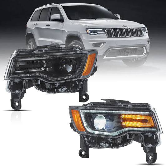 14-22 Jeep Grand Cherokee (WK2) Vland priekiniai LED žibintai su dinaminiais posūkiais
