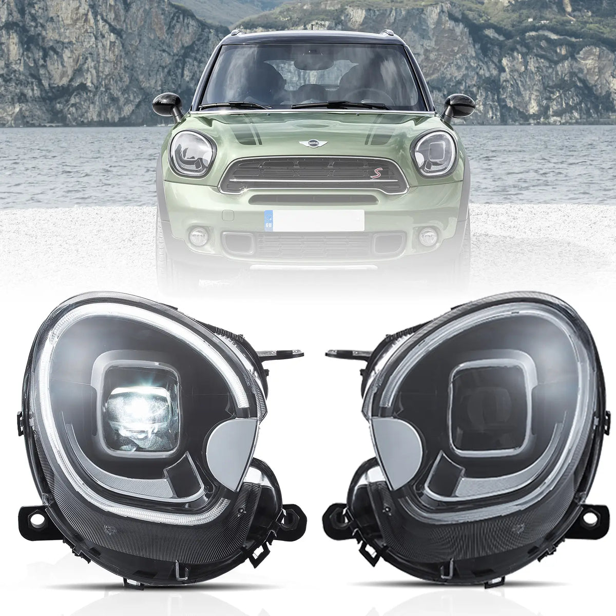 10-16 Mini Countryman R60 Full LED Dual Beam priekiniai žibintai [E-mark]